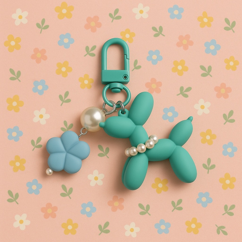 Teal Green Balloon Dog Bag Charm